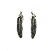 E000751 Sterling silver earrings solid  925 Feather Empress